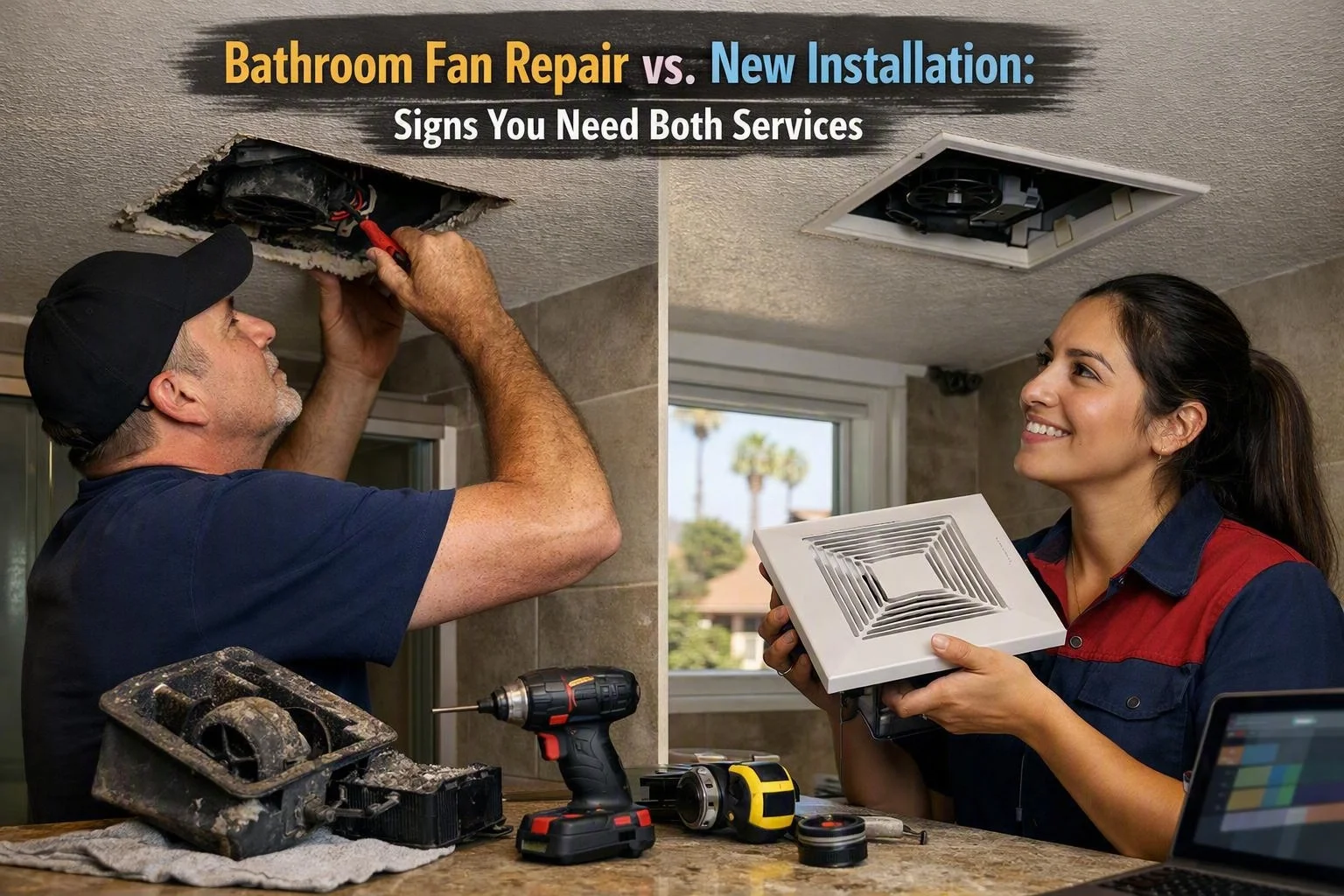 Bathroom Fan Repair vs. New Installation: Signs You Need Both Services
