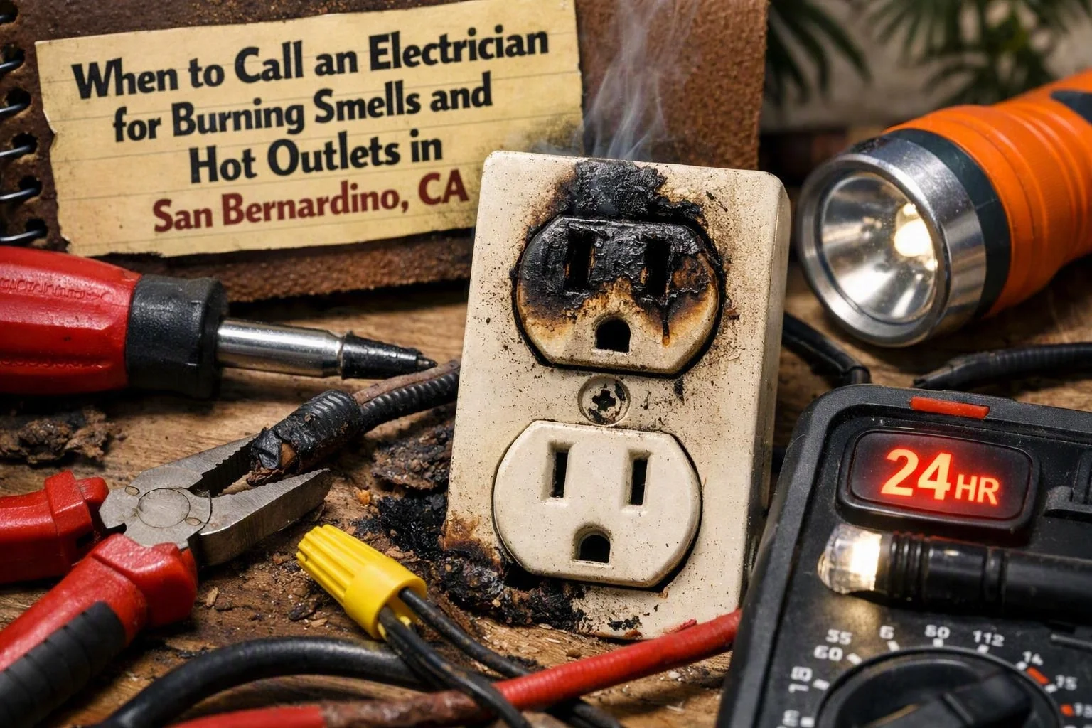 When to Call an Electrician for Burning Smells and Hot Outlets in San Bernardino, CA