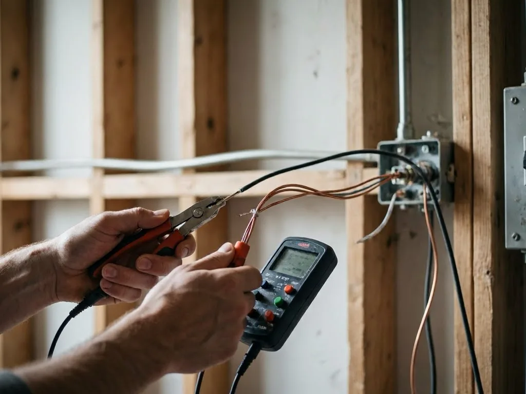 Electrician fitting an EV charger beside a garage