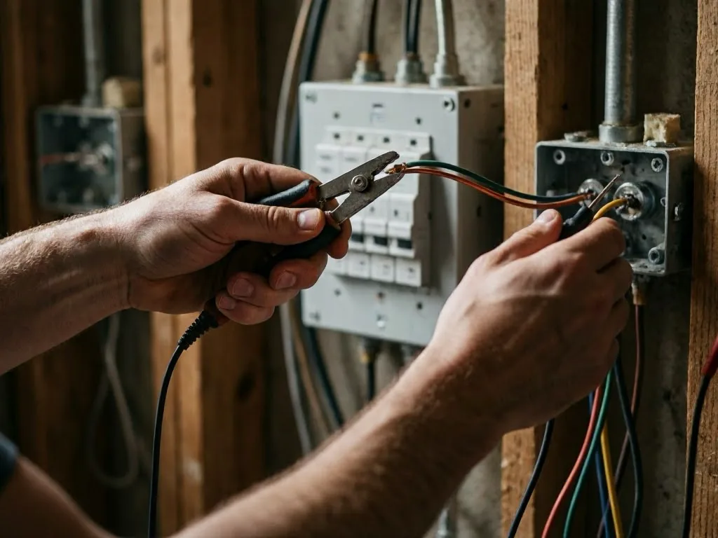 Electrician checking wiring beside a bathroom fan — Does an EV Charger Need a Panel Check First?