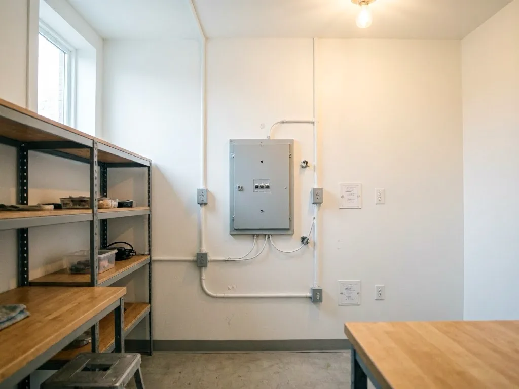 Workbench displaying electrical connectors, screwdrivers, wires, and small