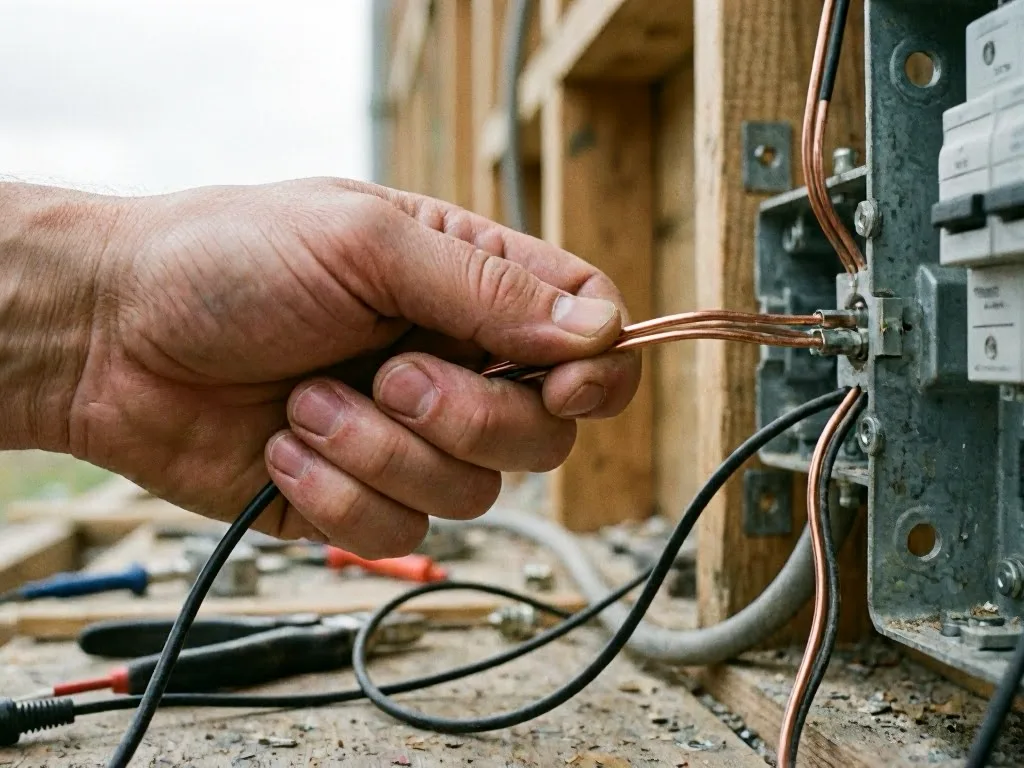 A person installs a recessed ceiling light fixture in a cutout ceiling opening