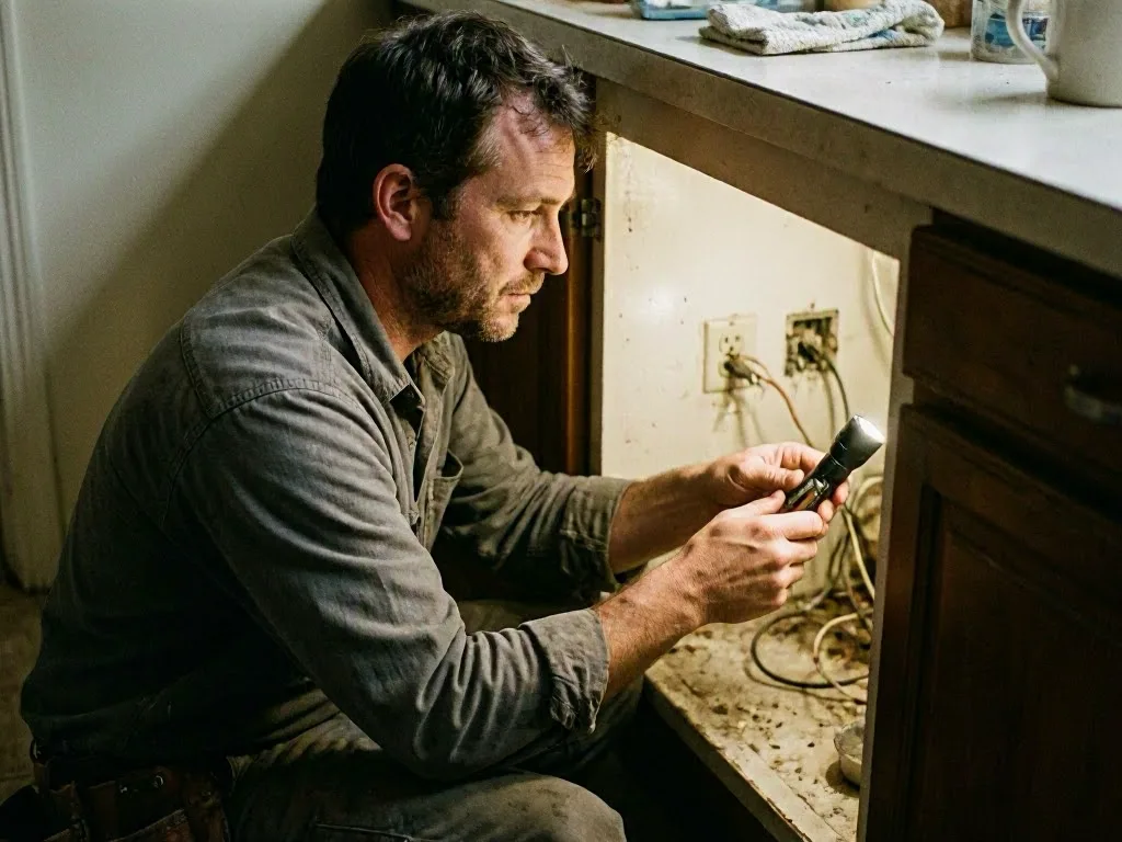 A before-and-after split image shows an old electrical breaker panel above and a cleaner labeled panel below indoors