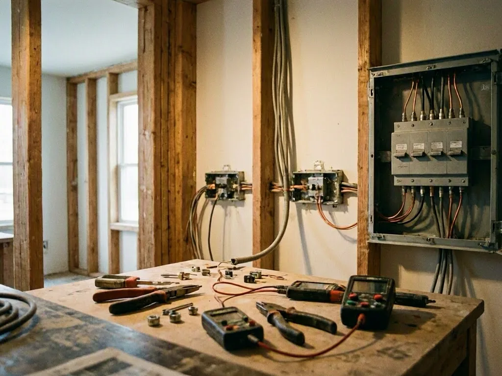 Electrician repairing smoke detectors in a San Bernardino home